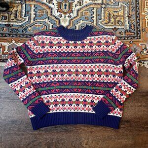 J. Crew 100% Lambswool Ski Fair Isle Nordic Sweater XS EUC